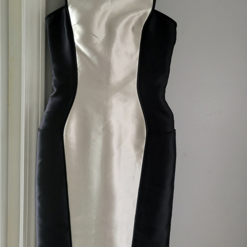 Ieena for mac duggal black and white dress.